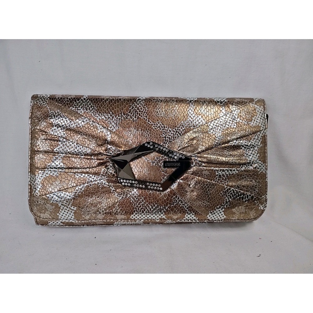 NWT Guess Kaleidoscope Clutch Wallet Chain Flap Bag PY242905 Bronze Metallic
